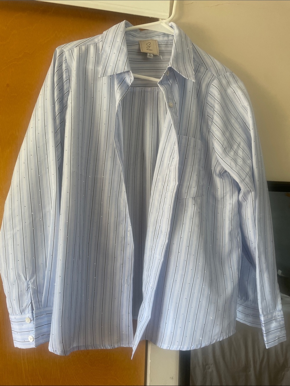 Blue shirt with silver sparkles
